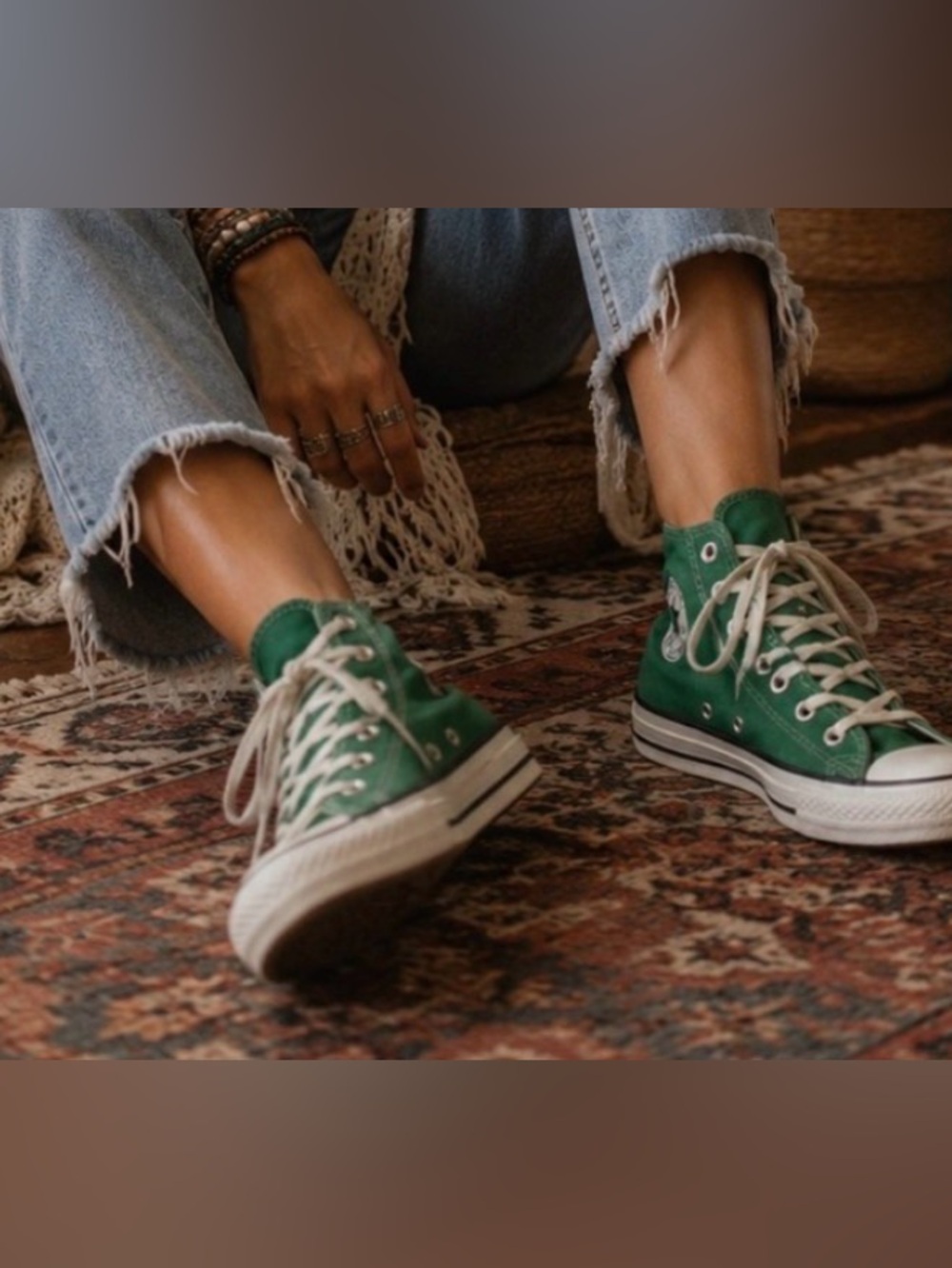 Converse Kelly green high top men's 6 women's 8 - Picture 2 of 13